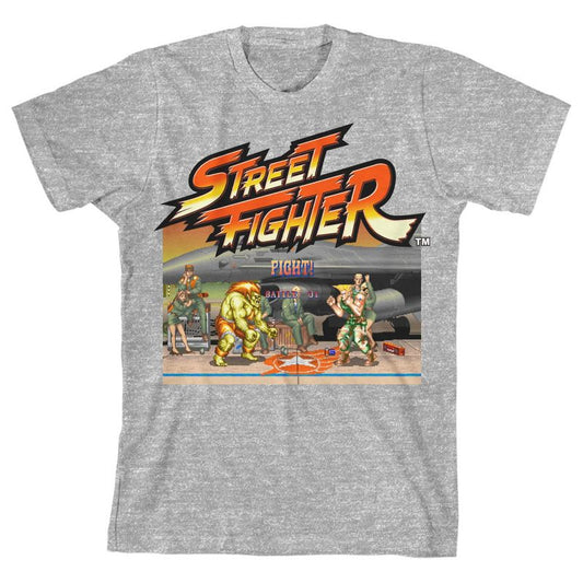 تي شيرت شبابي رياضي بأكمام قصيرة وياقة دائرية وشعار لعبة Street Fighter Blanka &amp; Guile