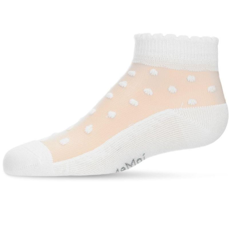 Memoi Sheer Cotton-Blend Flocked Dot Anklet with Scalloped Cuff