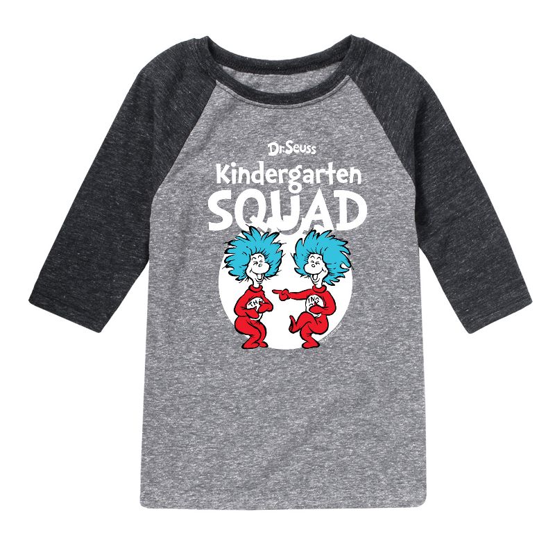 Boys' - Dr. Seuss - Kindergarten Squad Thing 1 and Thing 2 Raglan Graphic T-Shirt