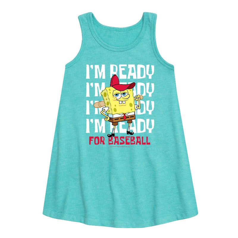Girls' - SpongeBob SquarePants - Ready For Baseball Graphic Sleeveless Aline Dress