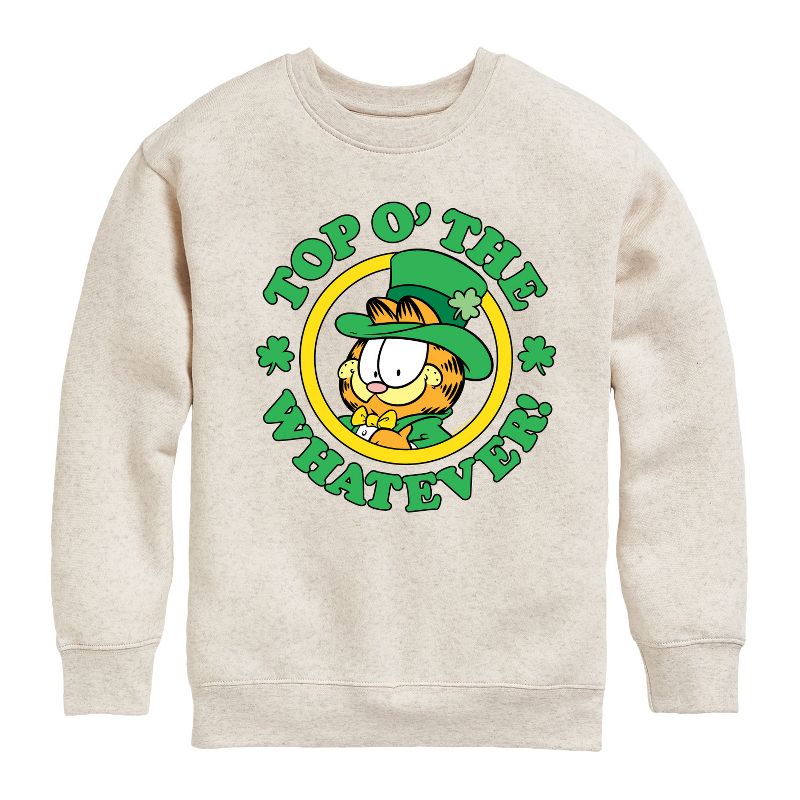 Boys' - Garfield - Top O The Whatever Graphic Long Sleeve Fleece Sweatshirt