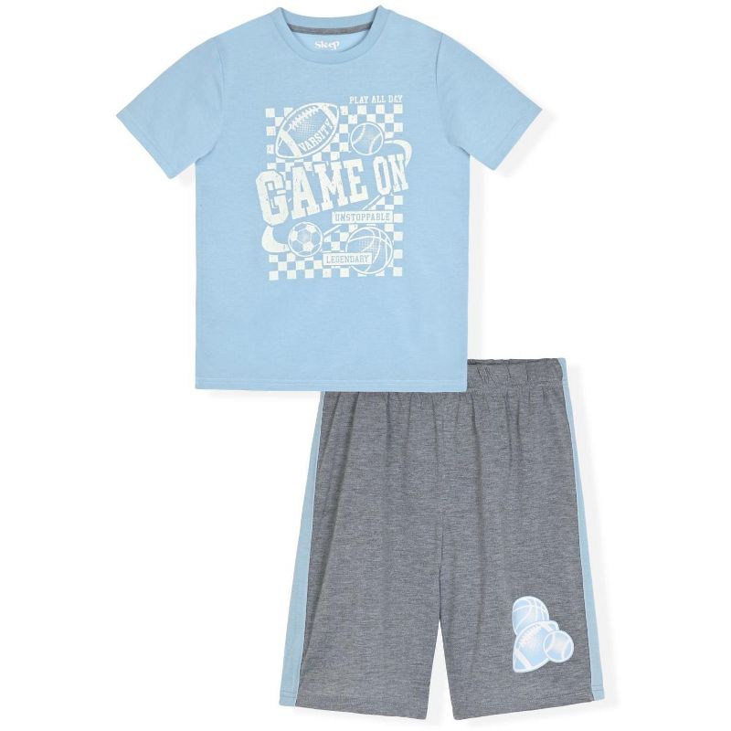 Sleep On It Boys 2-Piece Short-Sleeve Jersey Pajama Shorts Set