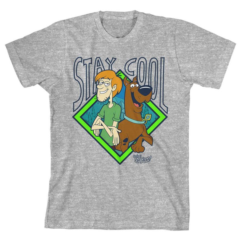 Youth Boys Grey Scooby Doo Cartoon Movie Graphic Tee