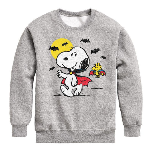 Boys' - Peanuts - Vampire Snoopy with Woodstock Graphic Long Sleeve Fleece Sweatshirt