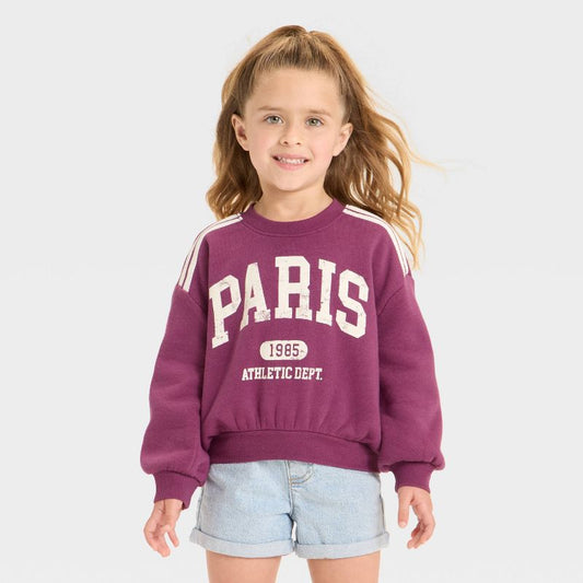 Grayson Mini Toddler Girls' Paris French Terry Crew Sweatshirt - Red