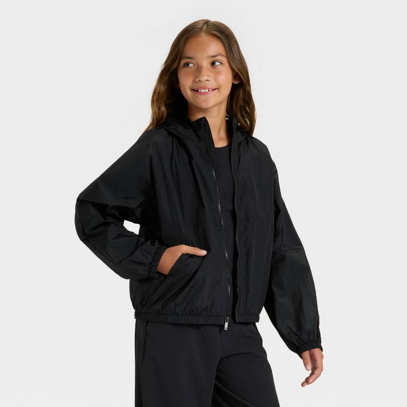 Girls' Solid Windbreaker Jacket - All In Motion™