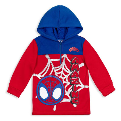 Marvel Spidey and His Amazing Friends Ghost-Spider Miles Morales Spider-Man Fleece Half Zip Hoodie Toddler to Little Kid