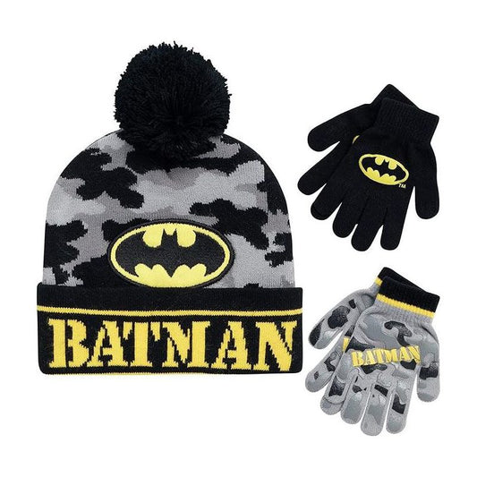 طقم قفازات أو قفازات بدون أصابع للأولاد من DC Comics Batman Winter Hat مكون من زوجين (للأطفال الصغار/الأولاد الصغار)