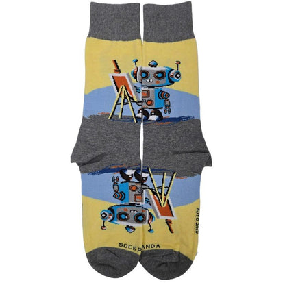 Robot Artist Socks from the Sock Panda (3 Sizes - Large, Medium, Small)