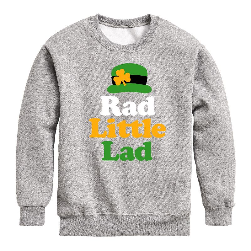 Boys' - Instant Message - St. Patrick's Day Rad Little Lad Graphic Long Sleeve Fleece Sweatshirt