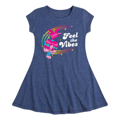 Girls' - Trolls - Feel The Vibes Poppy Fit & Flair Cap Sleeve Dress