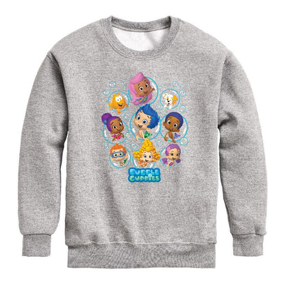 Boys' - Bubble Guppies - Bubble Grid Graphic Long Sleeve Fleece Sweatshirt