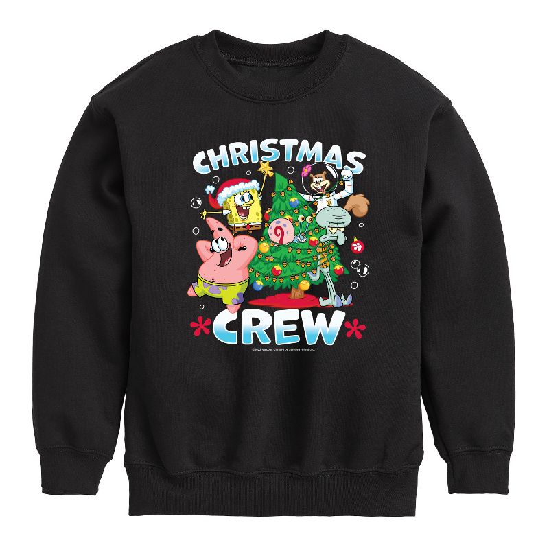 Boys' - SpongeBob SquarePants - Christmas Crew Graphic Long Sleeve Fleece Sweatshirt