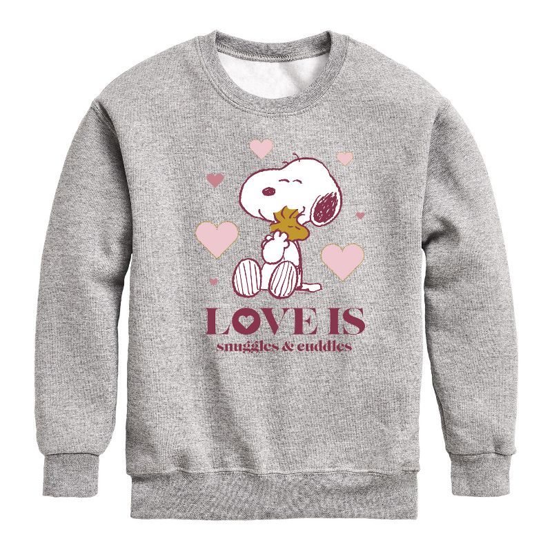 سويت شيرت صوف بأكمام طويلة مطبوع عليه رسومات "الحب هو العناق والحضن" للأولاد - Peanuts - Love Is Snuggles And Cuddles
