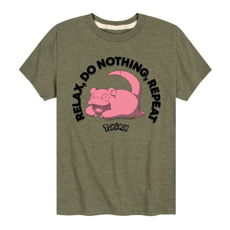 تي شيرت جرافيكي بأكمام قصيرة للأولاد - بوكيمون - سلوبوك ريلاكس لا تفعل شيئًا كرر