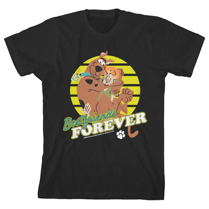 Scooby Doo Best Friends Forever Youth Black Short Sleeve Crew Neck Tee
