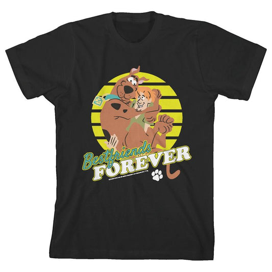 Scooby Doo Best Friends Forever Youth Black Short Sleeve Crew Neck Tee