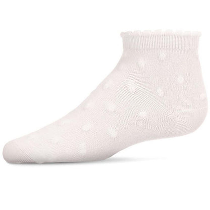 Memoi Girls Cotton Blend Swiss Dot Anklet Socks