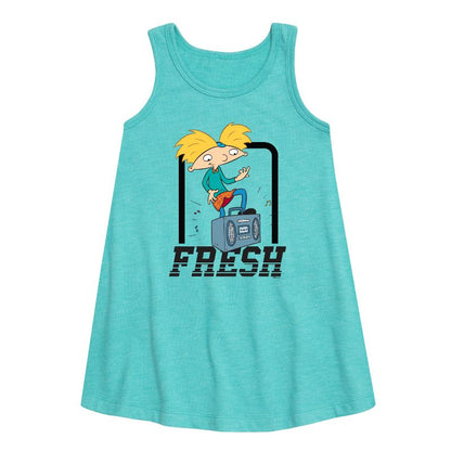 Girls' - Hey Arnold! - Fresh Arnold Graphic Sleeveless Aline Dress
