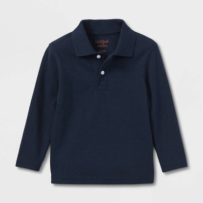 Toddler Boys' Long Sleeve Interlock Uniform Polo Shirt - Cat & Jack™