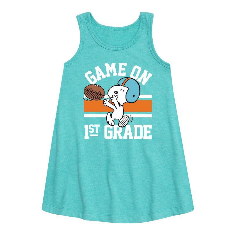 Girls' - Peanuts - Game On 1st Grade Graphic Sleeveless Aline Dress