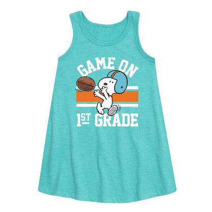 Girls' - Peanuts - Game On 1st Grade Graphic Sleeveless Aline Dress