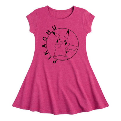 Girls' - Pokémon - Pikachu Circle Fit & Flair Cap Sleeve Dress