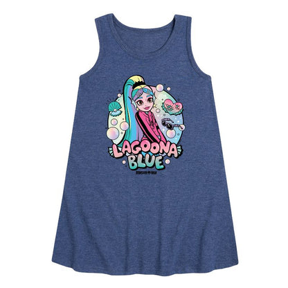 Girls' - Monster High - Lagoona Blue Bubbles Graphic Sleeveless Aline Dress