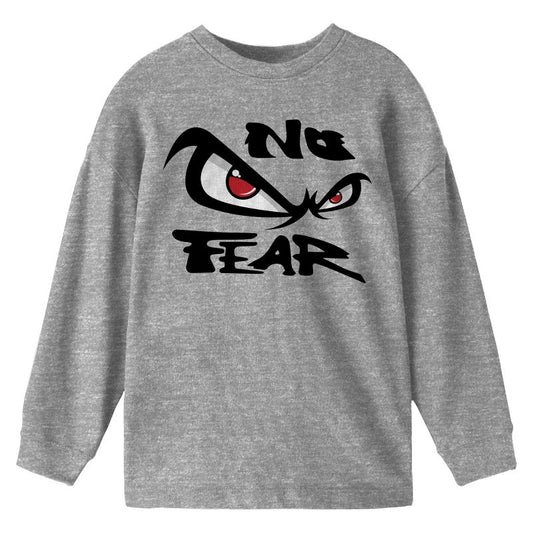 تي شيرت رياضي للشباب بأكمام طويلة وياقة دائرية وشعار No Fear Eyes