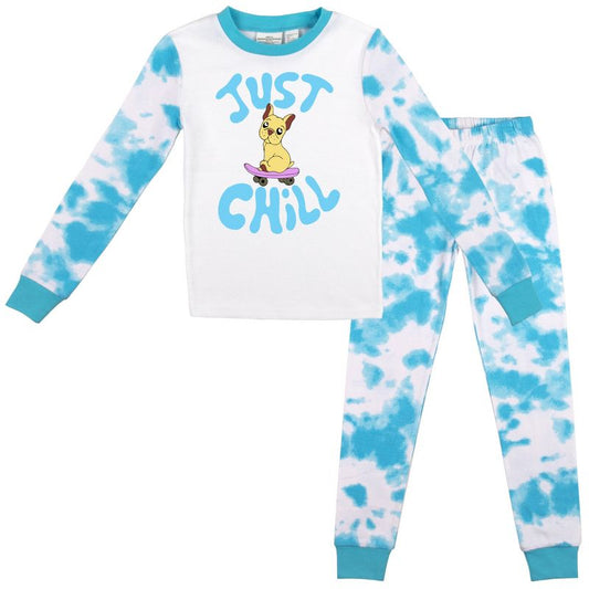 Just Chill Dog Blue Wash Long Sleeve Shirt and Pant Set