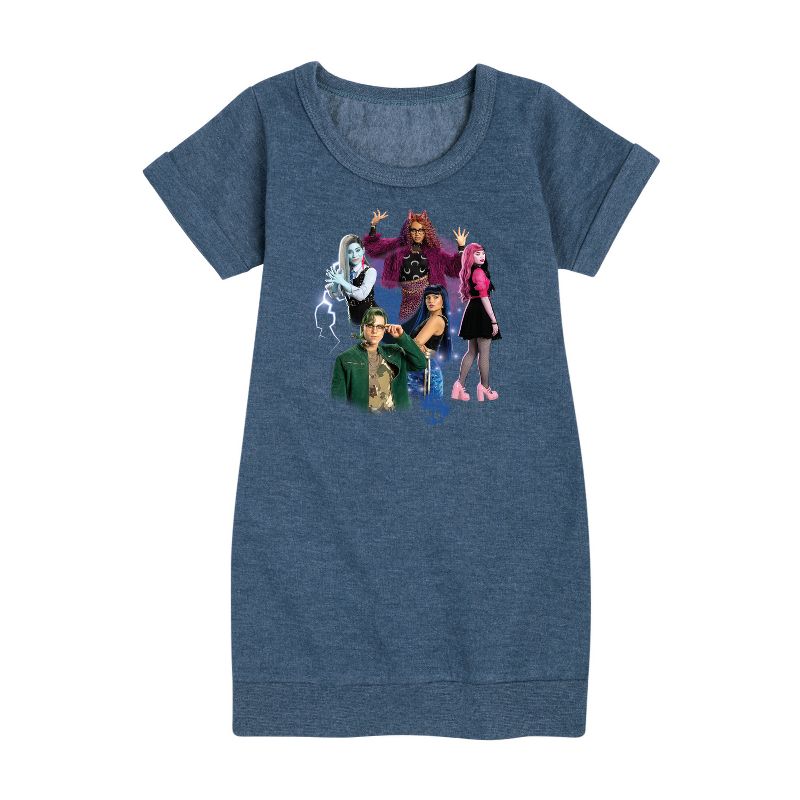 فستان من الصوف بأكمام قصيرة برسومات مجموعة شخصيات من مونستر هاي للبنات