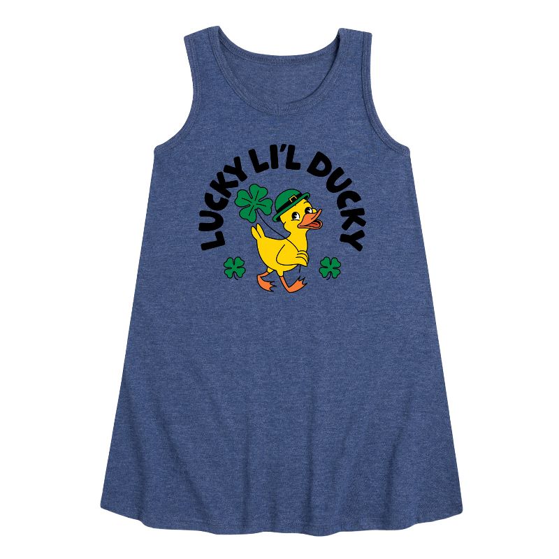 Girls' - Instant Message - St. Patrick's Day Lucky Lil Ducky Graphic Sleeveless Aline Dress