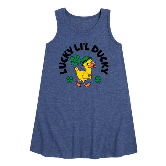 Girls' - Instant Message - St. Patrick's Day Lucky Lil Ducky Graphic Sleeveless Aline Dress