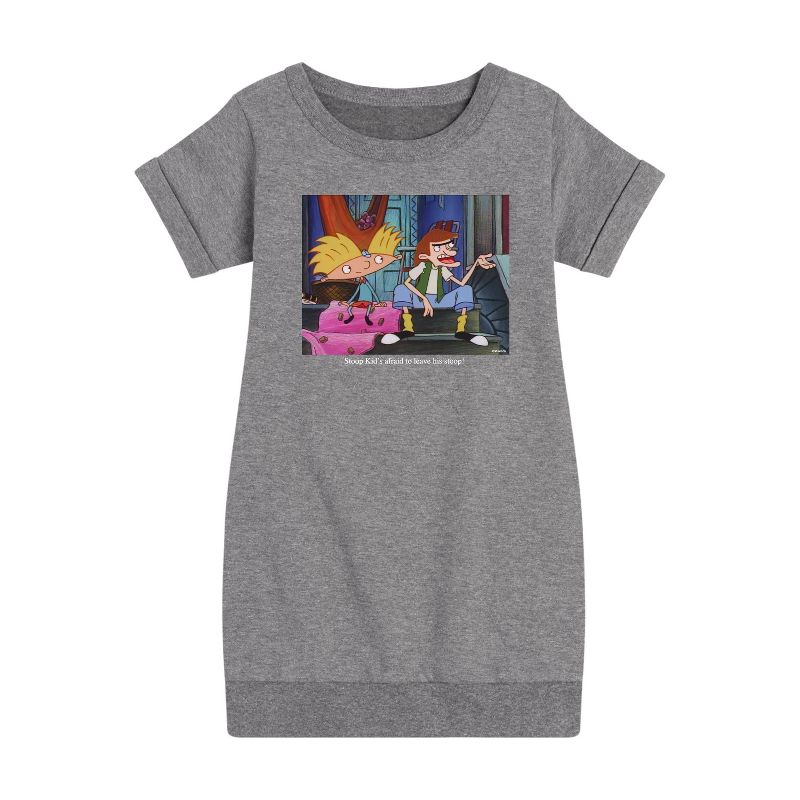 Girls' - Hey Arnold! - Stoop Kid Graphic Short Sleeve Fleece Dress