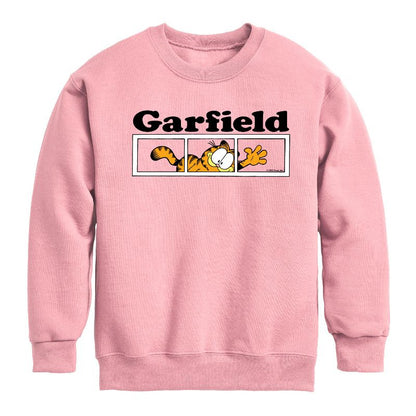 Boys' - Garfield - Garfield Panel Logo Graphic Long Sleeve Fleece Sweatshirt