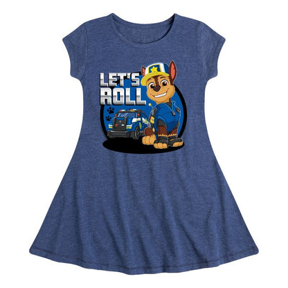 Girls' - Paw Patrol - Let's Roll Chase Fit & Flair Cap Sleeve Dress