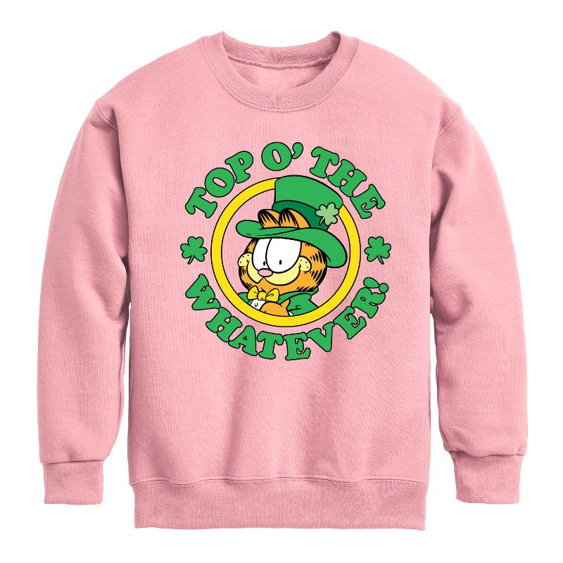 Boys' - Garfield - Top O The Whatever Graphic Long Sleeve Fleece Sweatshirt