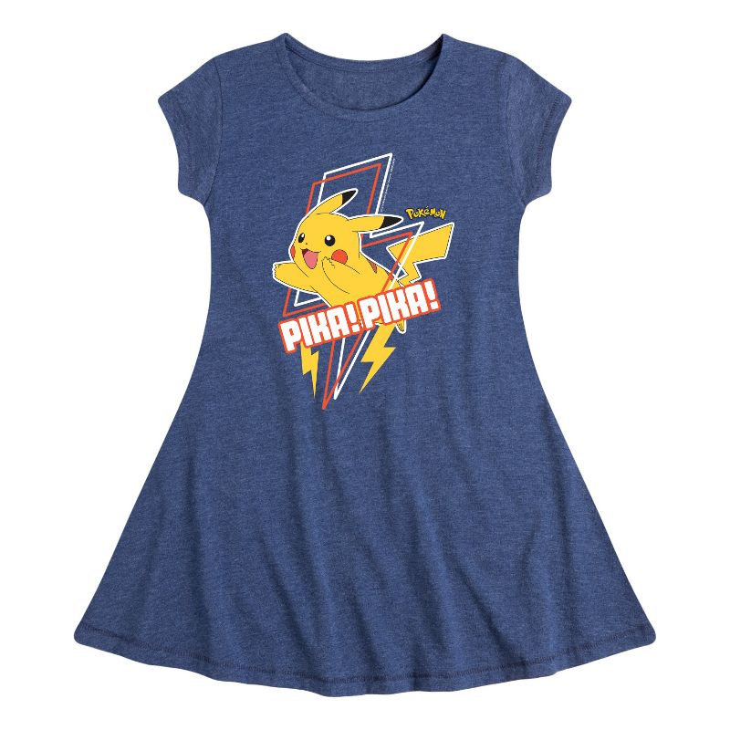 Girls' - Pokémon - Pika! Pika! -Youth Girls Fit And Flare Dress Fit & Flair Cap Sleeve Dress