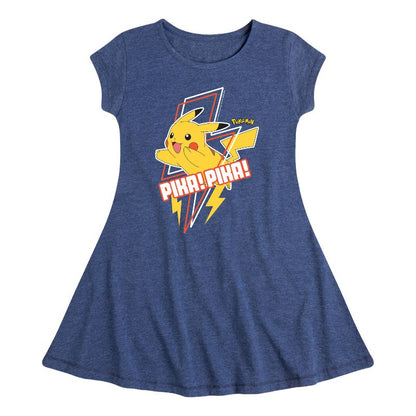 Girls' - Pokémon - Pika! Pika! -Youth Girls Fit And Flare Dress Fit & Flair Cap Sleeve Dress