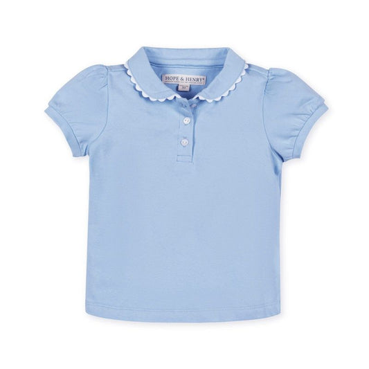 Hope & Henry Girls'  Puff Sleeve Jersey Knit Polo, Kids