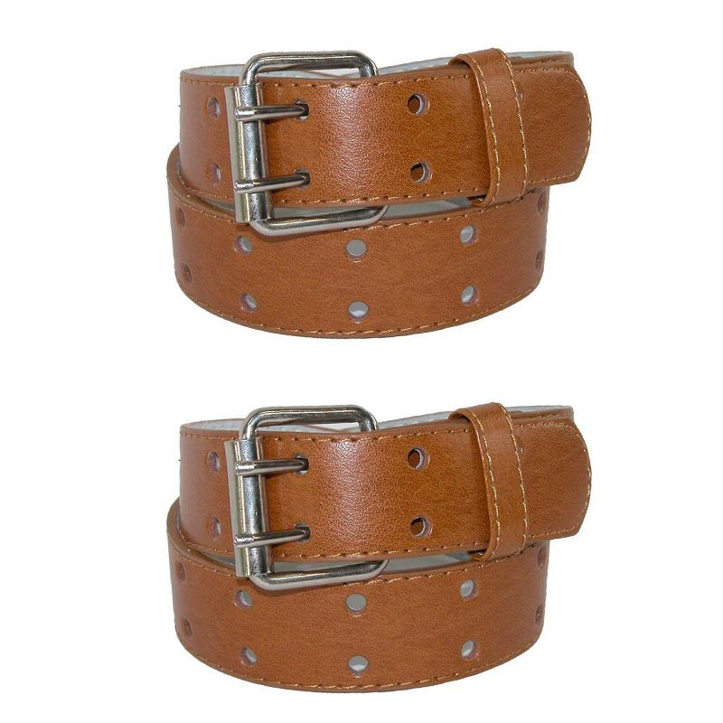 CTM Kids' Leather Two Hole Jean Belt (Pack of 2)