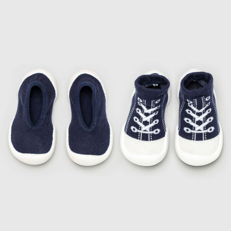 Komuello Toddler Sock Shoes Combo Set – First Walker Baby Shoes Flat and Sneaker Navy