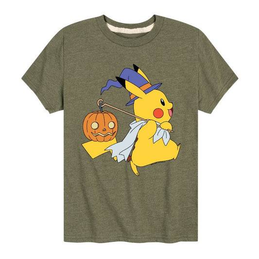 Boys' - Pokémon - Pikachu Halloween Witch and Pumpkin Short Sleeve Graphic T-Shirt