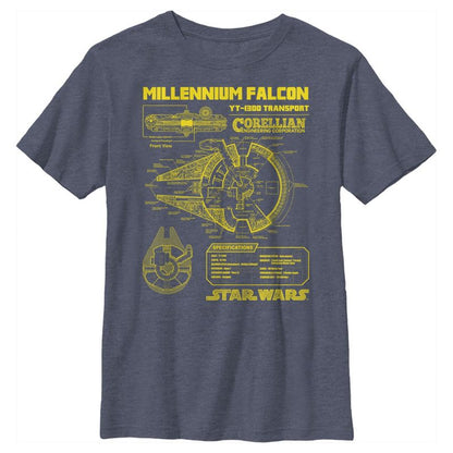 Boy's Star Wars Millennium Falcon Schematics T-Shirt