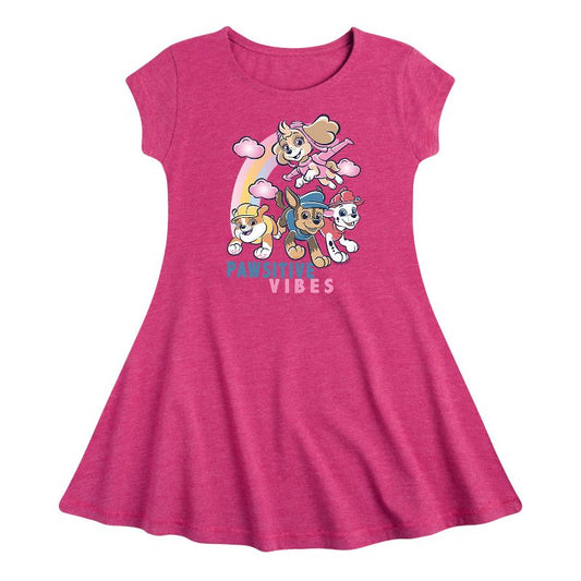 Girls' - Paw Patrol - Pawsitive Vibes Skye Marshall Chase Rubble Fit & Flair Cap Sleeve Dress