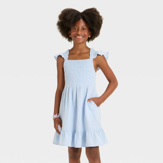 Girls' Sleeveless Solid Woven Dress - Cat & Jack™
