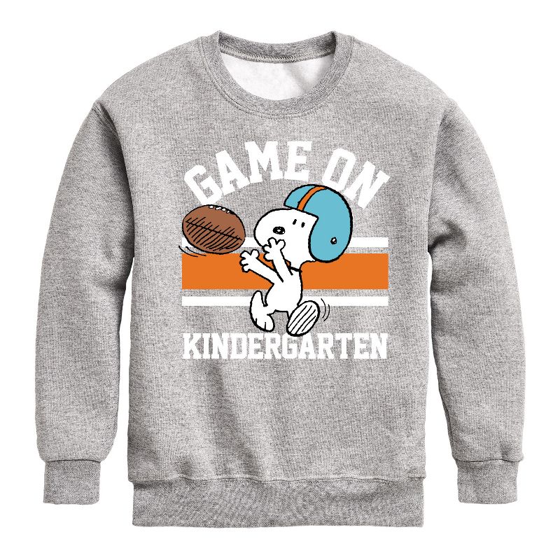 Boys' - Peanuts - Game On Kindergarten Graphic Long Sleeve Fleece Sweatshirt