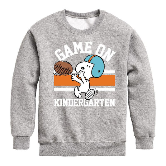 Boys' - Peanuts - Game On Kindergarten Graphic Long Sleeve Fleece Sweatshirt