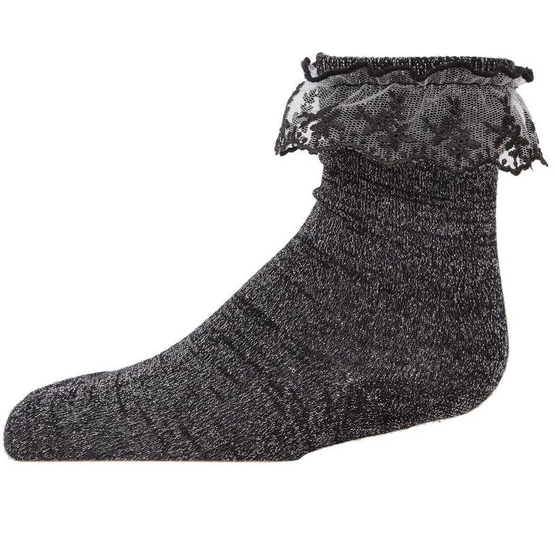 Memoi Girls' Step and Shimmer Ruffle Anklet Socks