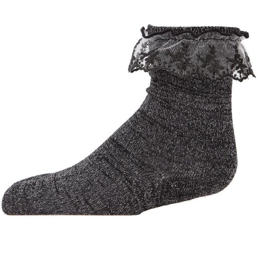 Memoi Girls' Step and Shimmer Ruffle Anklet Socks